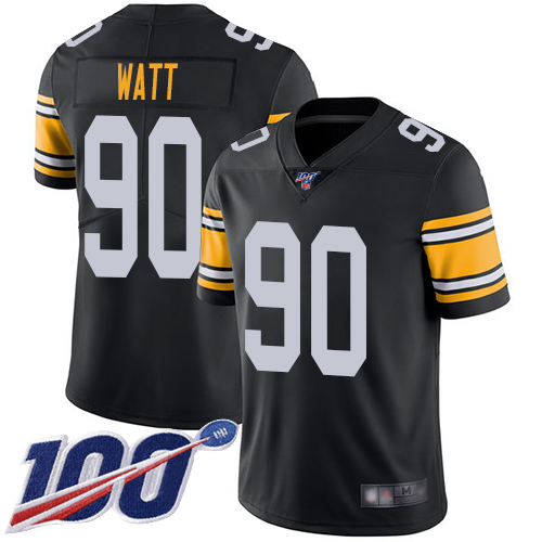 Men Pittsburgh Steelers Football 90 Limited Black T J Watt Alternate 100th Season Vapor Untouchable Nike NFL Jersey
